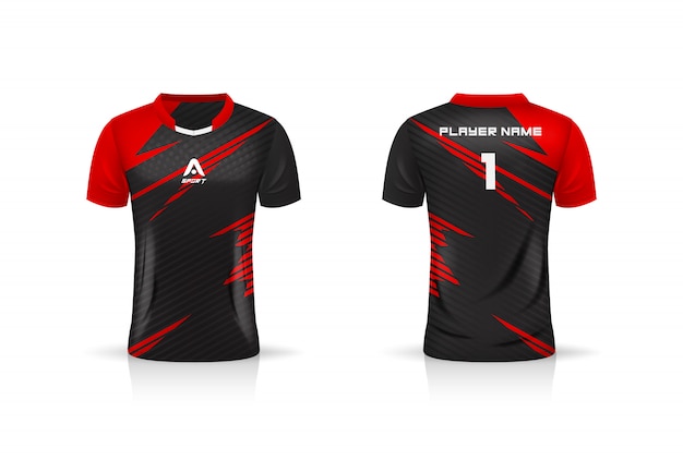 Vetor especificação soccer sport, esport gaming t shirt jersey template. uniforme.