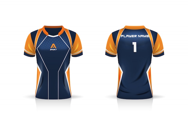 Vetor especificação soccer sport, esport gaming t shirt jersey template. uniforme.