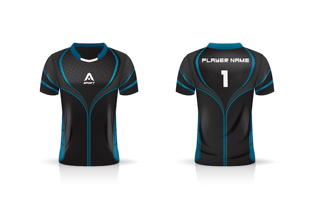 Especificação soccer sport, esport gaming t shirt jersey template.