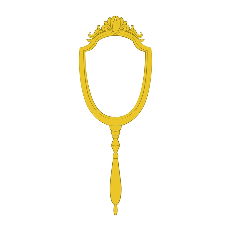 Vetor espelho antigo com alça para princesa quadro vintage para espelhos e pinturas quadro barroco ornamentado para interiores reais ilustração vetorial isolada em fundo transparente