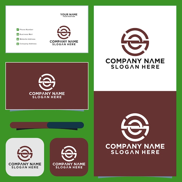 Espelho EE com letra inicial, logotipo em forma de círculo de monograma de arte de linha minimalista