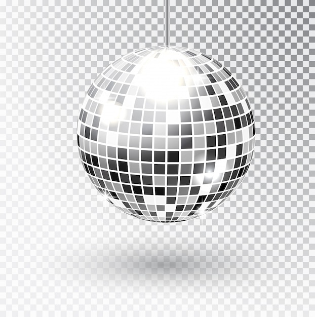Vetor espelho ilustração em vetor bola discoteca brilho. elemento de luz festa boate. espelho brilhante prata bola design para discoteca dance club. vetor