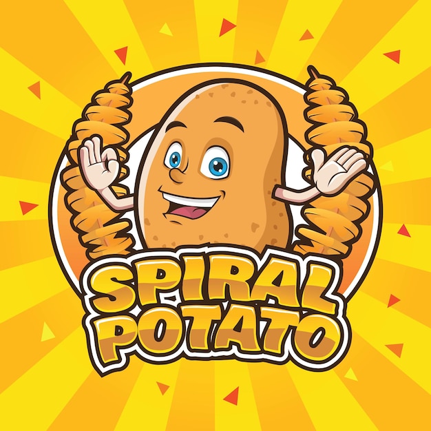 Vetor espiral batata logo mascote para design de franquia