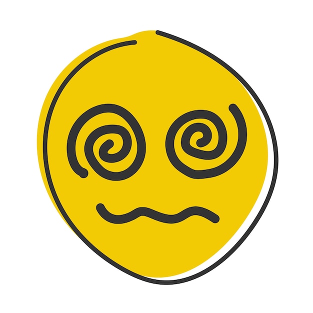 Espiral tonta Emoji ícone ilustração sinal hipnotizado símbolo vetorial design de emoticon emoticon de estilo simples desenhado à mão