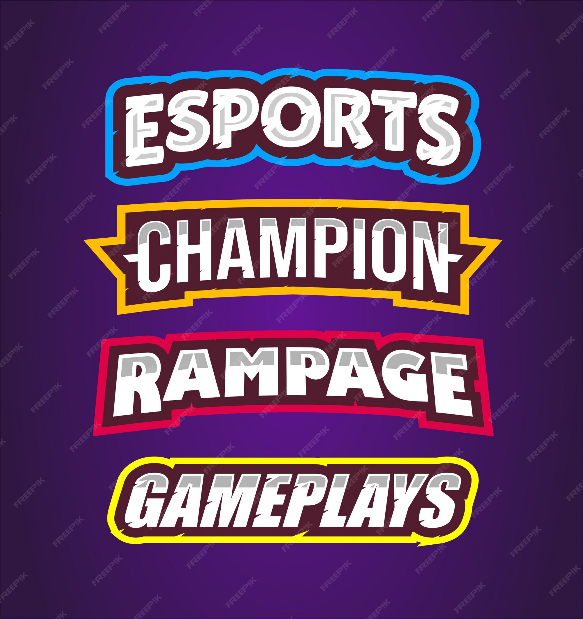 Esport, campeão, fúria, gameplays com efeito de texto