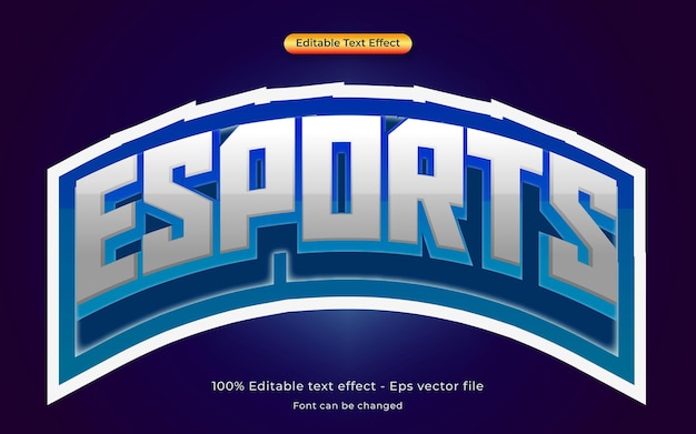 Vetor esport e gaming efeito de texto 3d logotipo dos desenhos animados de esportes estilo 3d modelo de efeito de texto de vetor