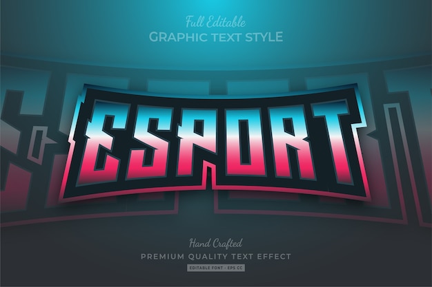 Vetor esport gradient editable premium text style effect