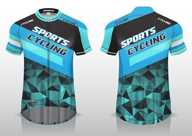 Vetor esporte de ciclismo em malha, tecido uniforme para modelo de vista frontal e traseira