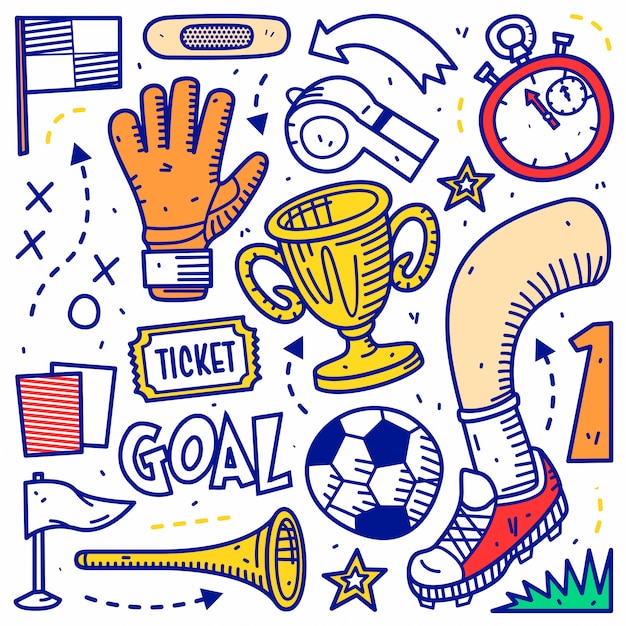 Vetor esporte de doodle de futebol