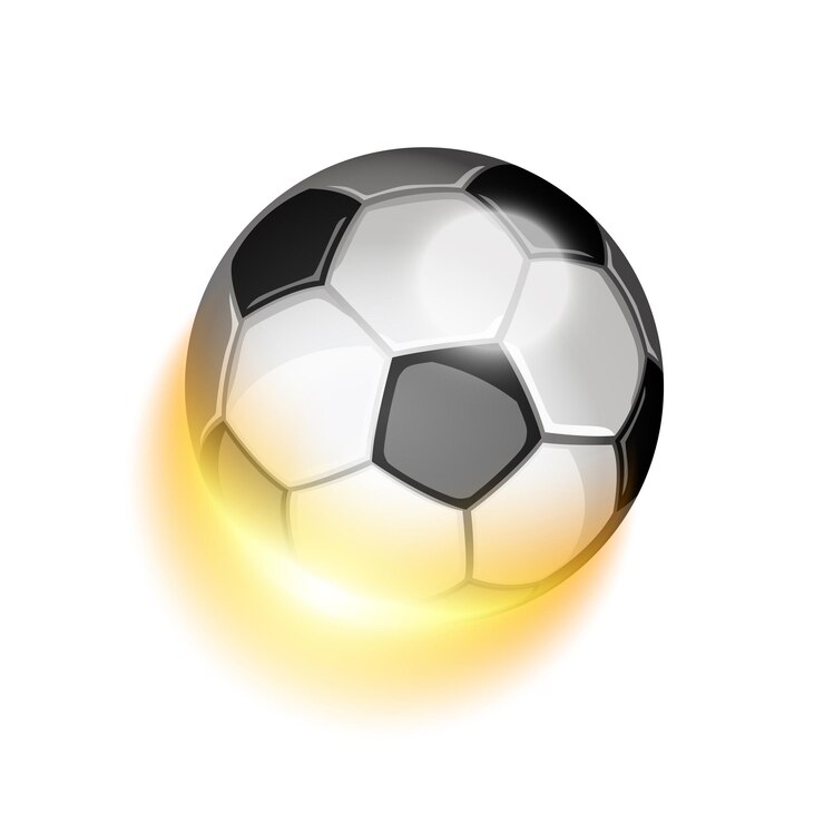 Vetor esporte de futebol bola em chamas. efeitos brilhantes e brilhantes com transparências.