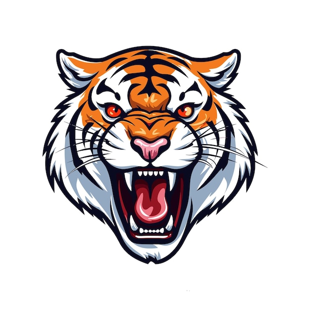 Vetor esporte do logotipo da mascote do tigre com fundo branco