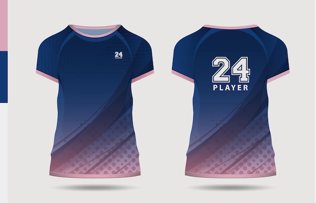 Esporte elegante camiseta azul rosa e roupas design moderno silhuetas tipografia impressão vetorial