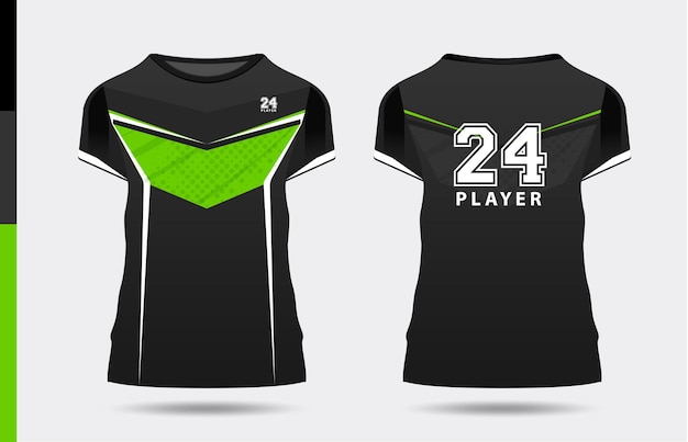 Vetor esporte elegante camiseta verde preta e roupas design moderno silhuetas tipografia impressão vetorial