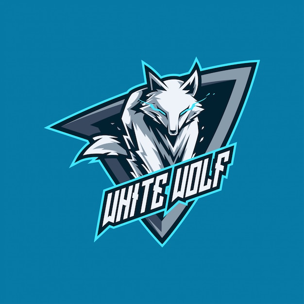 Vetor esports do lobo branco e logotipo do jogo