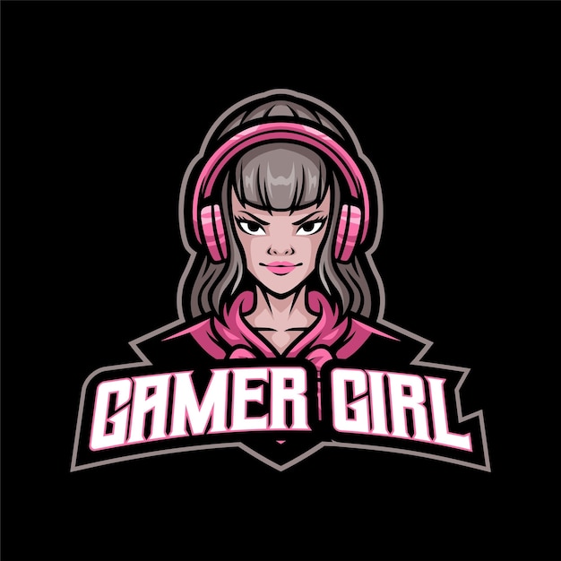 Vetor esports do logotipo da mascote da garota gamer