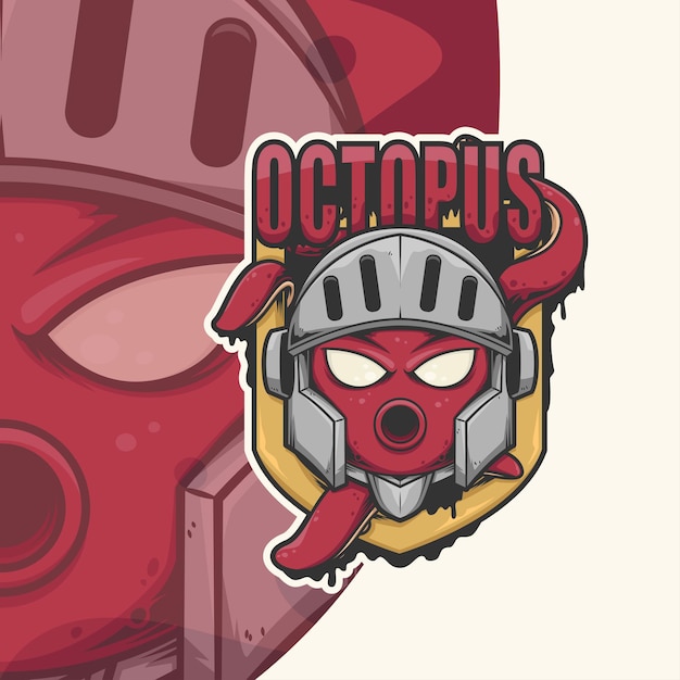 Vetor esports mascote logo team octopus knight squad