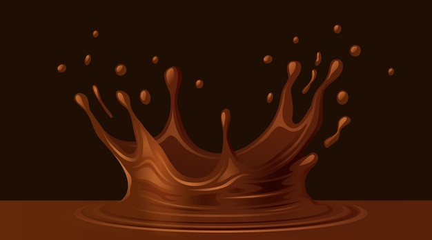 Espremimento de chocolate líquido realista isolado em fundo escuro espremimento com gotas