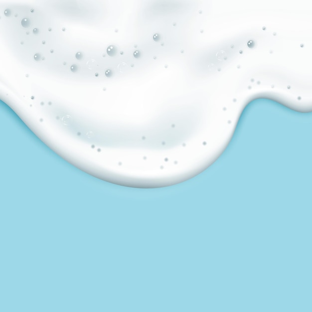 Espuma de banho azul isolada em um fundo claro. Textura de bolhas de xampu.