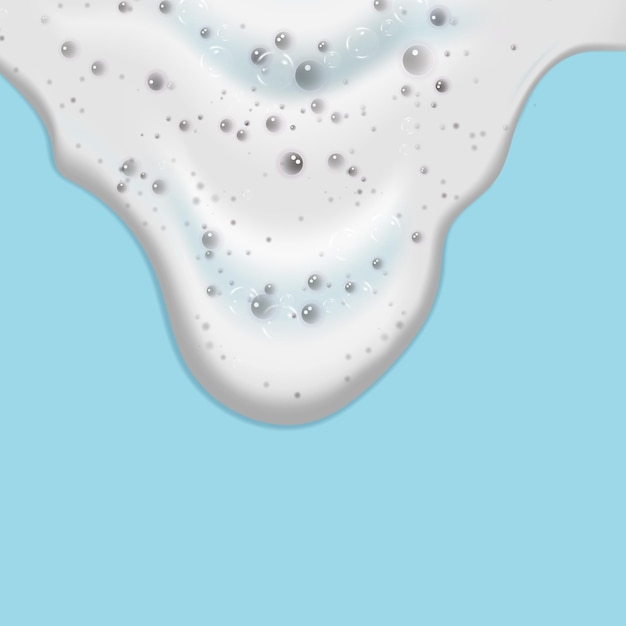 Espuma de banho azul isolada em um fundo claro. Textura de bolhas de xampu.