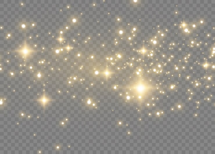 Vetor espumantes partículas de poeira mágica. poeira amarela amarela faíscas e estrelas douradas brilham com luz especial. efeito de luz elegante abstrato de natal em um fundo transparente. padrão abstrato de natal