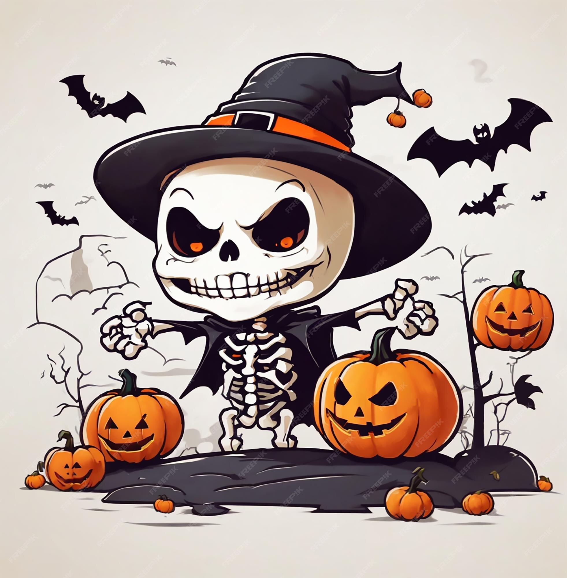 Halloween Dia das Bruxas - Desenho de Esqueleto para Colorir Pintar -  Brinquedos de Papel