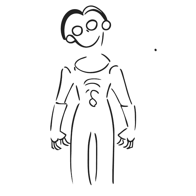 Esqueleto ilustração vetorial de corpo inteiro doodle arte de linha