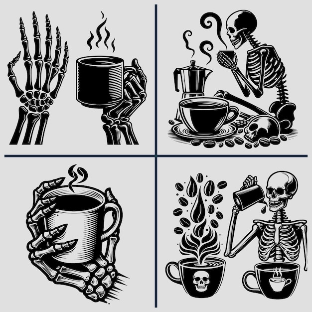 Esqueleto SVG Esqueleto Beber Café Svg