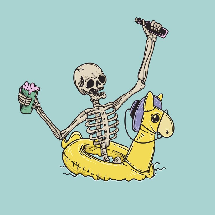 Vetor esqueleto tomando uma bebida ilustração em vetor de esqueleto tomando uma bebida