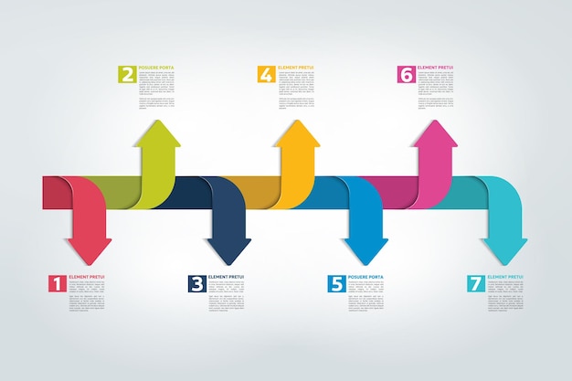 Esquema de gráfico de modelo de relatório de linha do tempo infográfico passo a passo Vetor