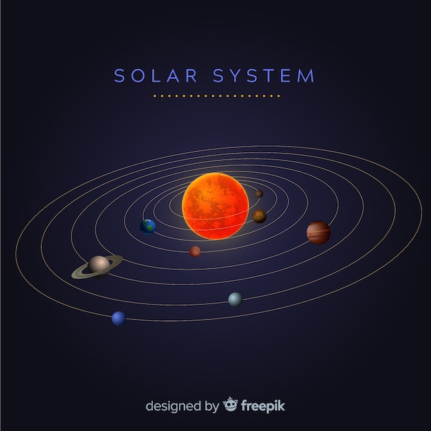 Esquema elegante do sistema solar com design realista