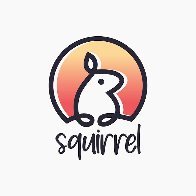 Vetor esquilo amendoim linha arte contorno ícone logo design