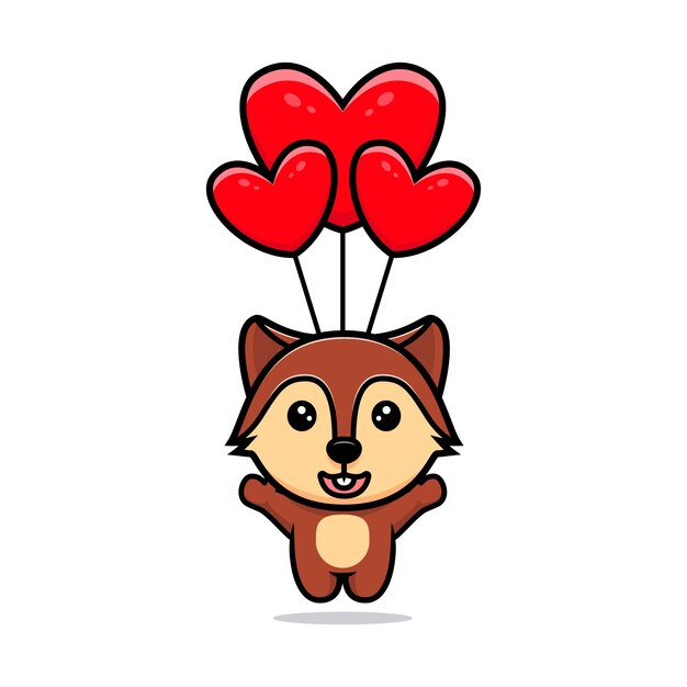 O panda fofo voando com o mascote dos desenhos animados do balão do coração  5055541 Vetor no Vecteezy