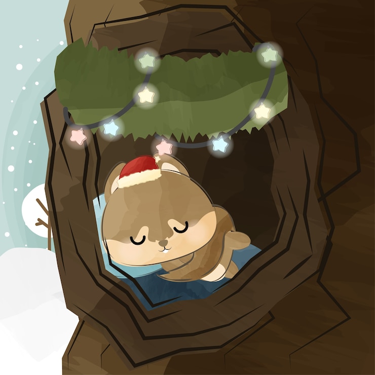 Vetor esquilo fofo no dia de natal