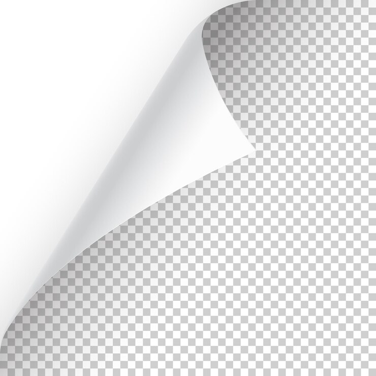 Vetor esquina de página enrolada com sombra em fundo transparente folha de papel em branco ilustração vetorial