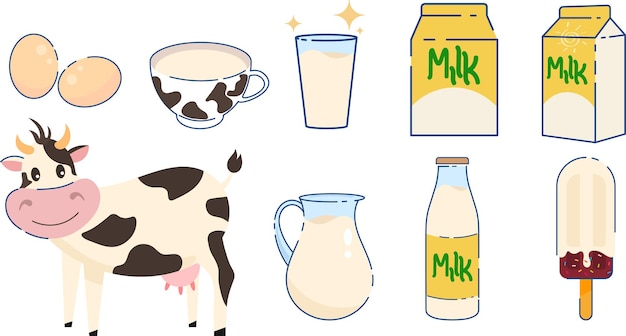 Esta é uma ilustração de produtos lácteos que são populares entre as crianças