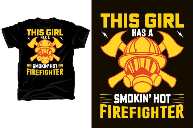 Vetor esta garota tem um design de camiseta de bombeiro quente