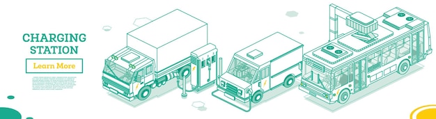 Estação de carregamento de eletromóveis caminhão van e ônibus eco transporte energia verde