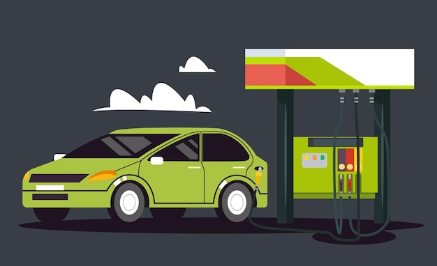 Estação de gasolina Ilustração plana vetorial