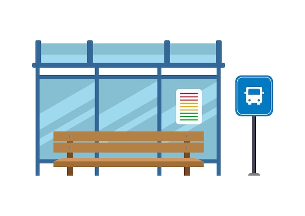 Estação de ônibus design plano vetorial isolado em fundo branco