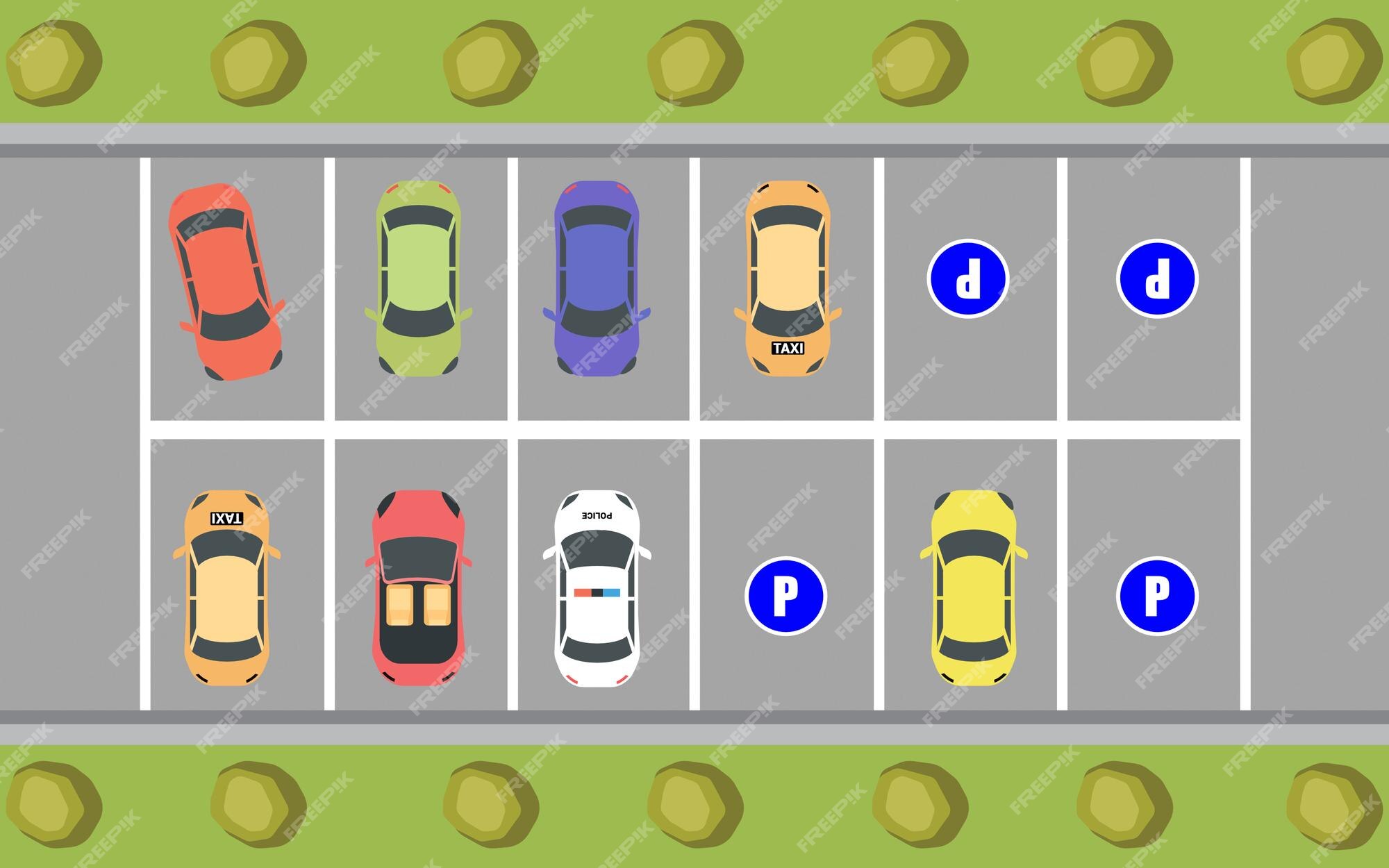 Carros Do Táxi Do Estacionamento E Fundo Da Cidade Ilustração do