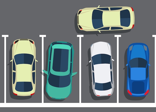 Vetor estacionamento ruim. bloqueando carros. vista superior dos carros. ilustração vetorial em design plano