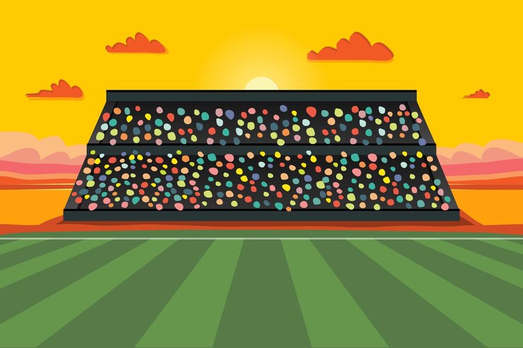 Vetor estádio de futebol com grama verde ilustração vetorial