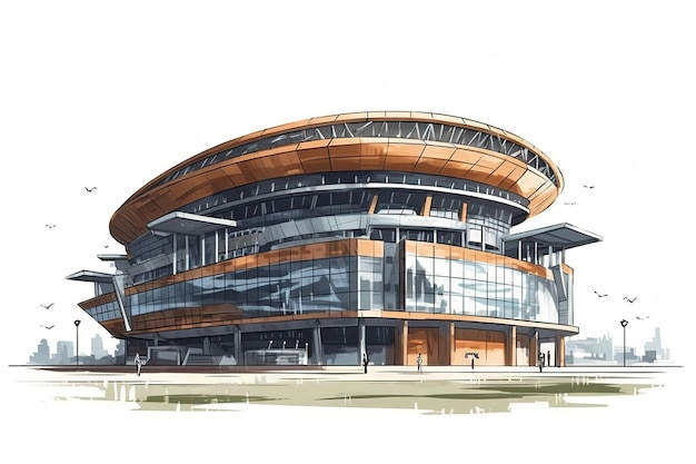 Estádio de futebol em renderização 3d realista isolado com ilustração de renderização 3d de fundo branco