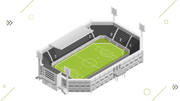Estádio de Futebol Isométrico com Campo Verde