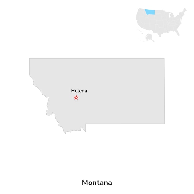 Estado americano de montana eua contorno do mapa do condado de montana em fundo branco