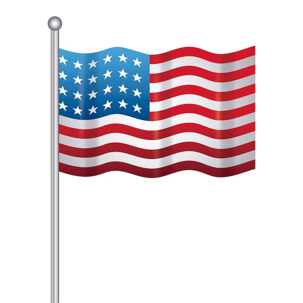 Estado unido da bandeira americana na vara