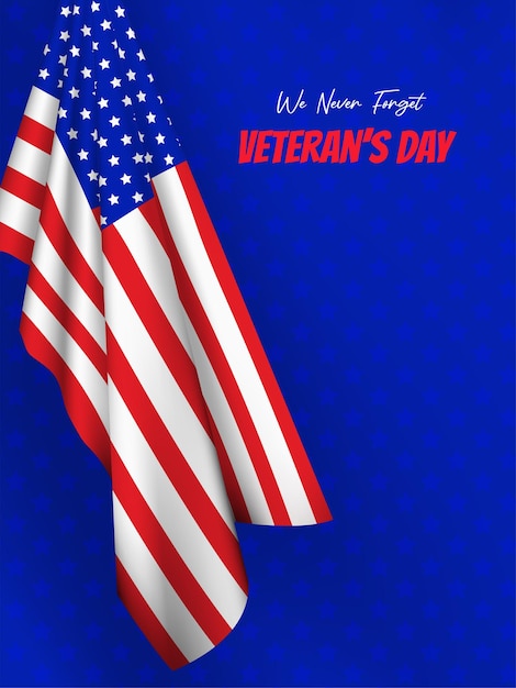 Estados unidos da américa bandeira vetor seda veteranos dia design de cartaz