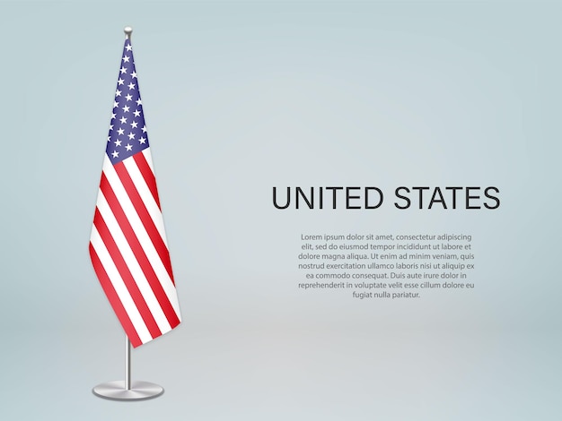 Estados Unidos pendurando bandeira no carrinho Modelo parabann de conferência