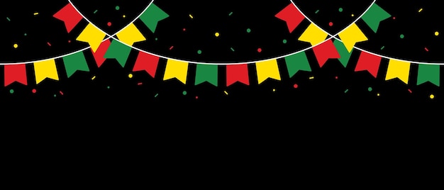 Vetor estamenha de festa vermelha, amarela e verde como as cores da bandeira do mês da história negra