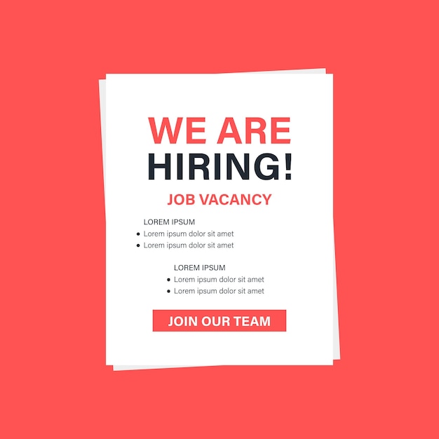 Estamos contratando ilustração vetorial Contratando cartaz de design de recrutamento com prancheta